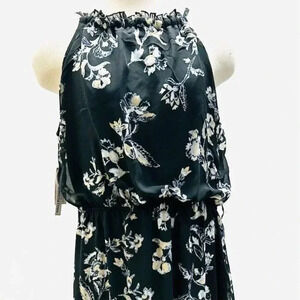 NWT WALLFLOWER Women Sleeveless Pullover High Neck Lined Floral Maxi Dress Large